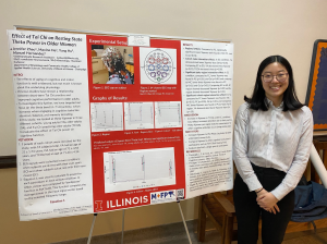 Presentation of Undergraduate Research Symposium poster by Jen Zhao